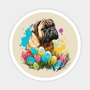 Bullmastiff Floral Easter Egg Watercolor Splatter Painting Dog Lover Pet Owner  Art Magnet